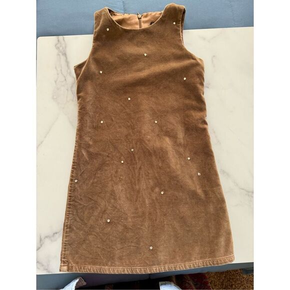 Childrens place girls size 6 wet sand brown velvet rhinestone dress sleeveless c - Picture 1 of 7